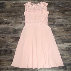 Jessica Howard Women’s Blush Pink Lace Fit&Flare Midi Dress Size 12